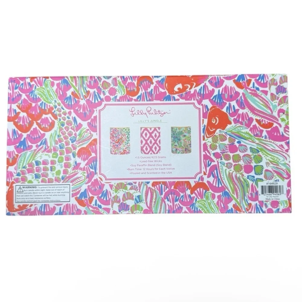 Lilly Pulitzer “Lilly’s Jungle” 3 Piece Soy Votive Candle Set NEW IN BOX